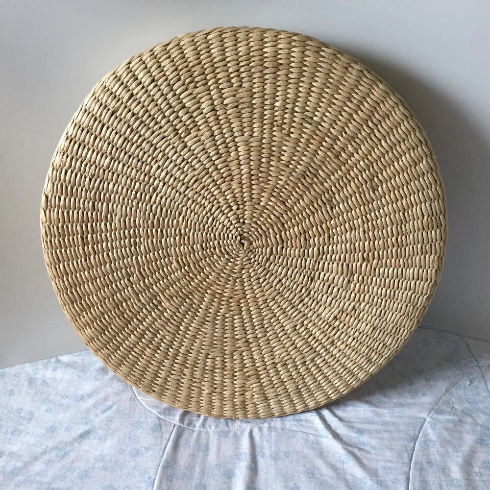 — Coussin Tatami Japonais Artisanal en Paille Naturelle | Assise Zen Traditionnelle