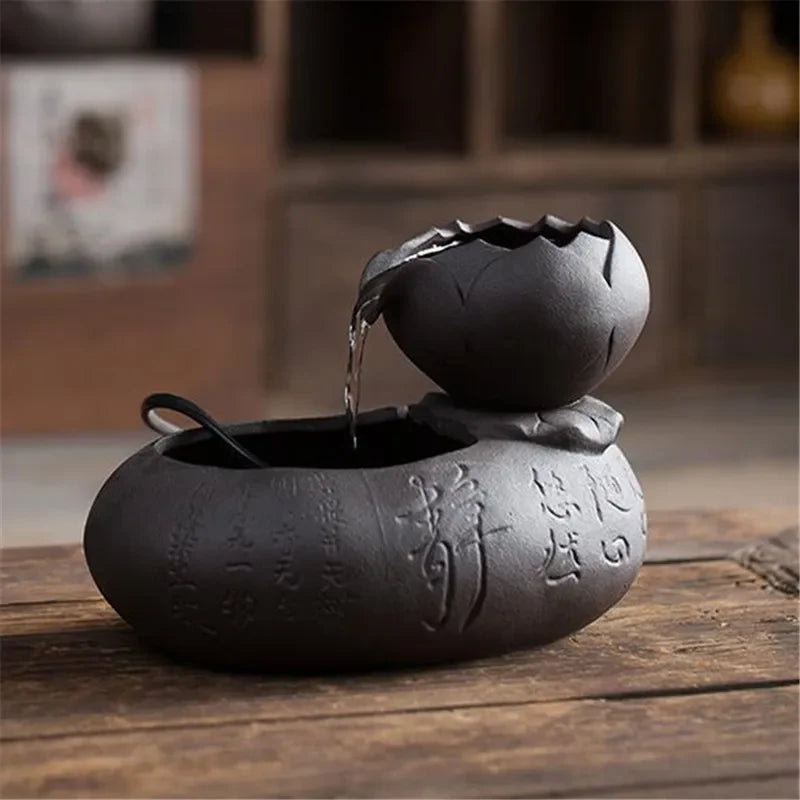 Fontaine Japonaise Nippone en Céramique & Argile Violette