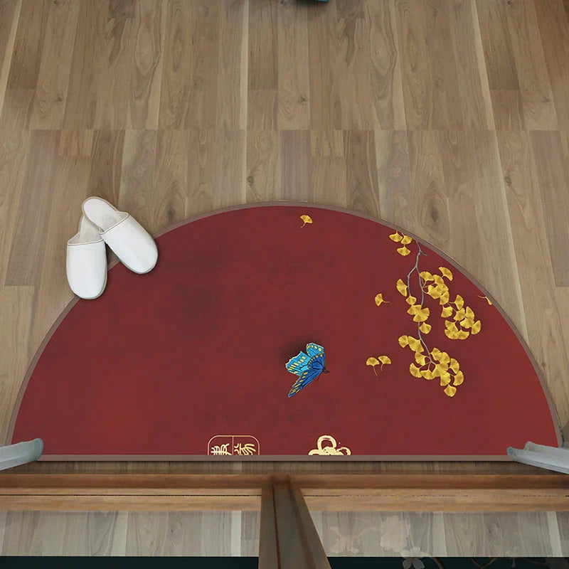 Tapis Japonais Semi-Circulaire Motif Papillon | Accueil Chaleureux & Élégance Traditionnelle
