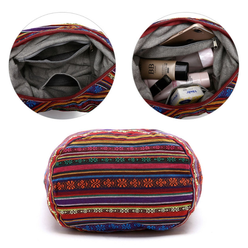 Sac à bandoulière femme style ethnique – Polyester – 35 cm