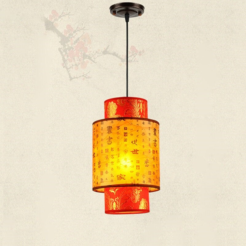 Lampe Suspendue Japonaise en Bois aux Symboles Traditionnels – Lumière Zen d’Intérieur