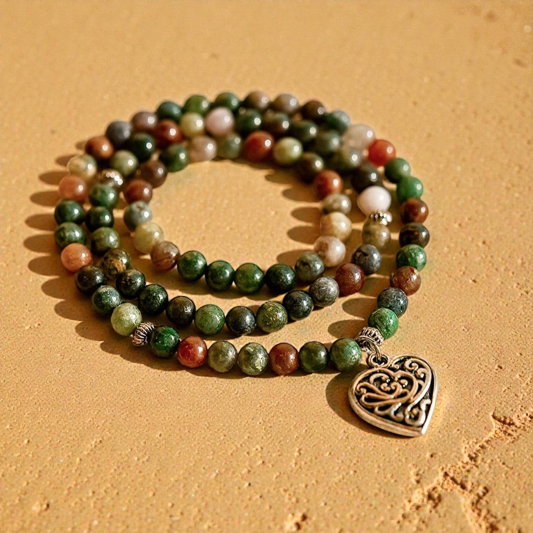 Bracelet Mala Énergie Lumineuse en Agate Indienne
