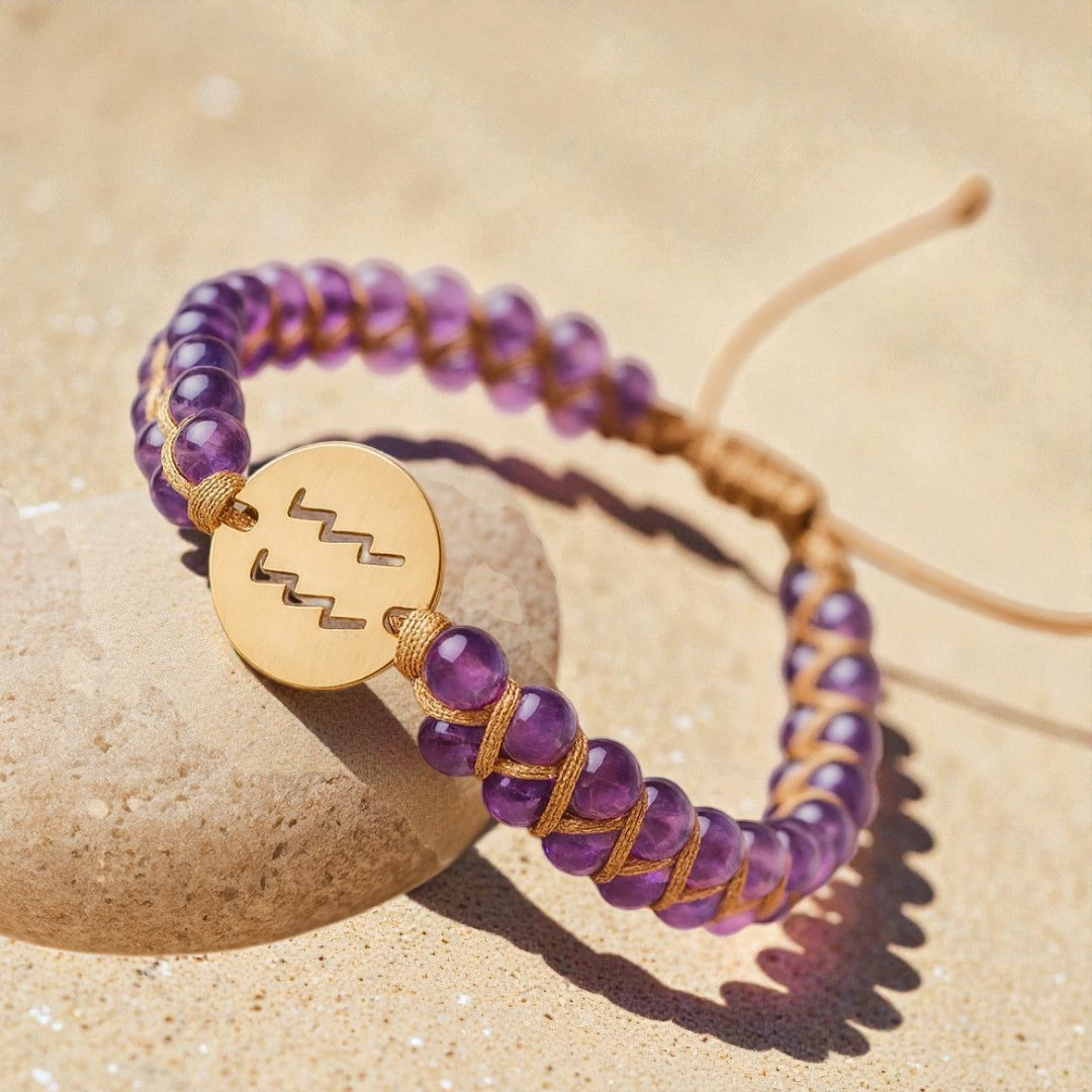 Bracelet Tressé 12 Constellations en Pierres Naturelles