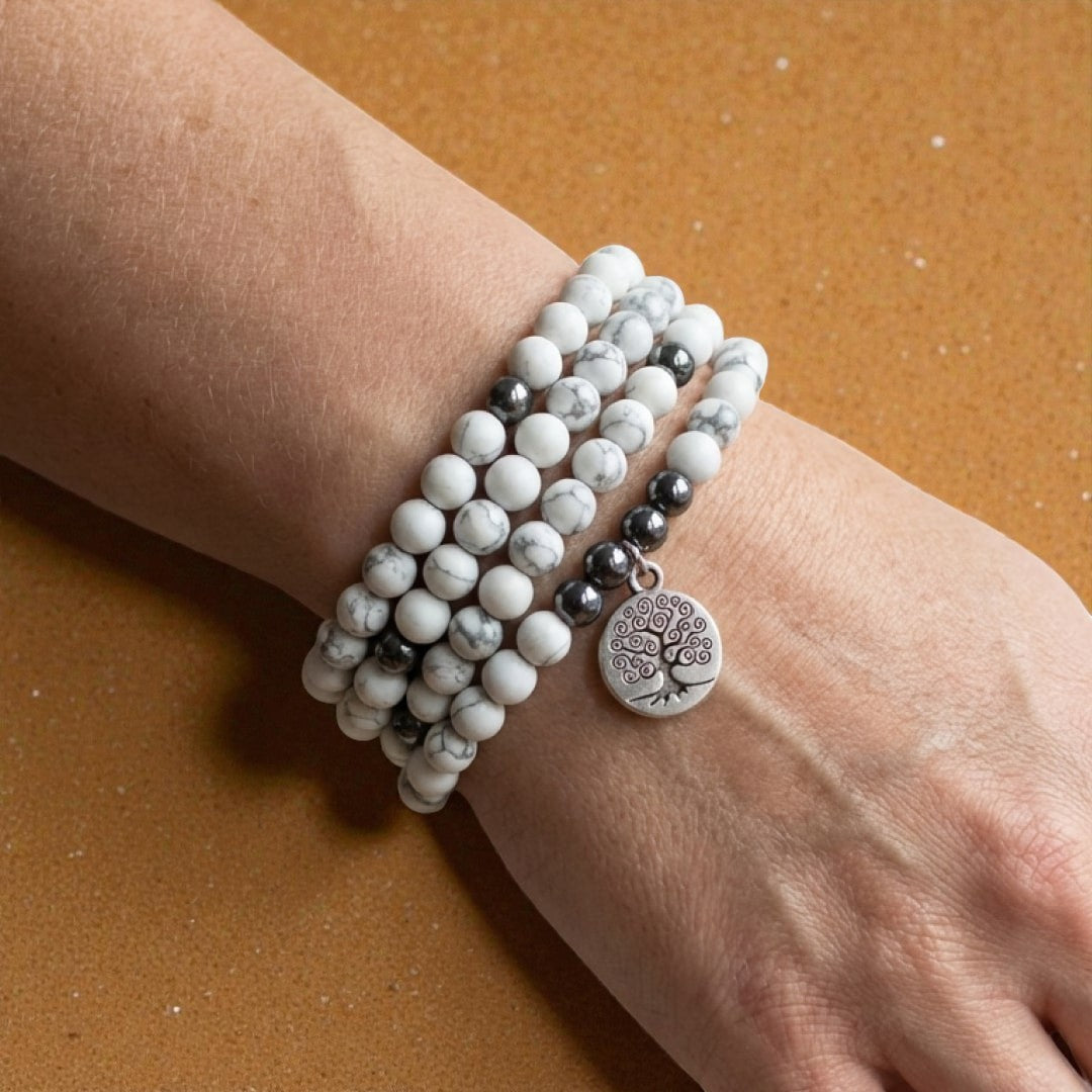 Bracelet Mala Bien-être Féminin en Howlite