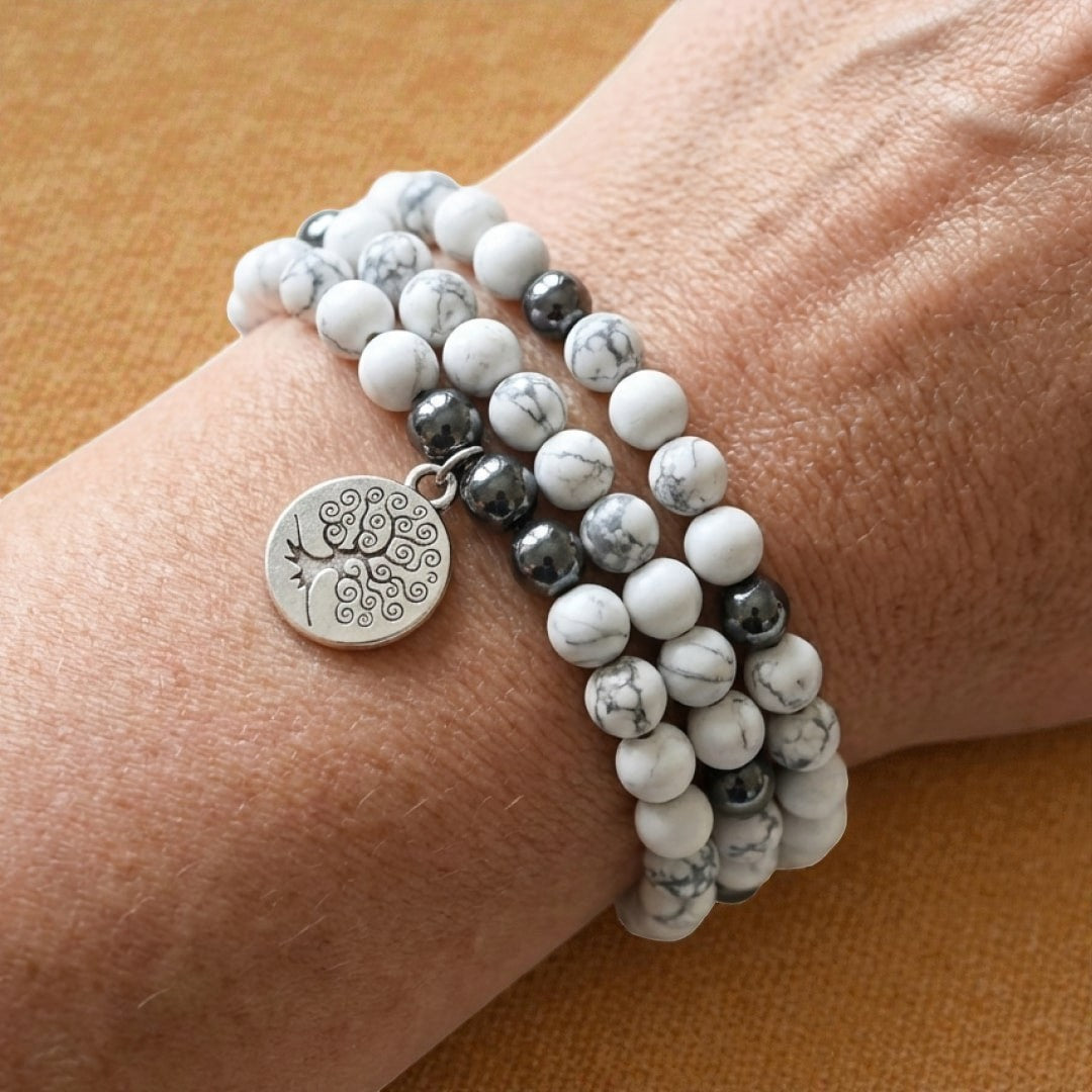 Bracelet Mala Bien-être Féminin en Howlite