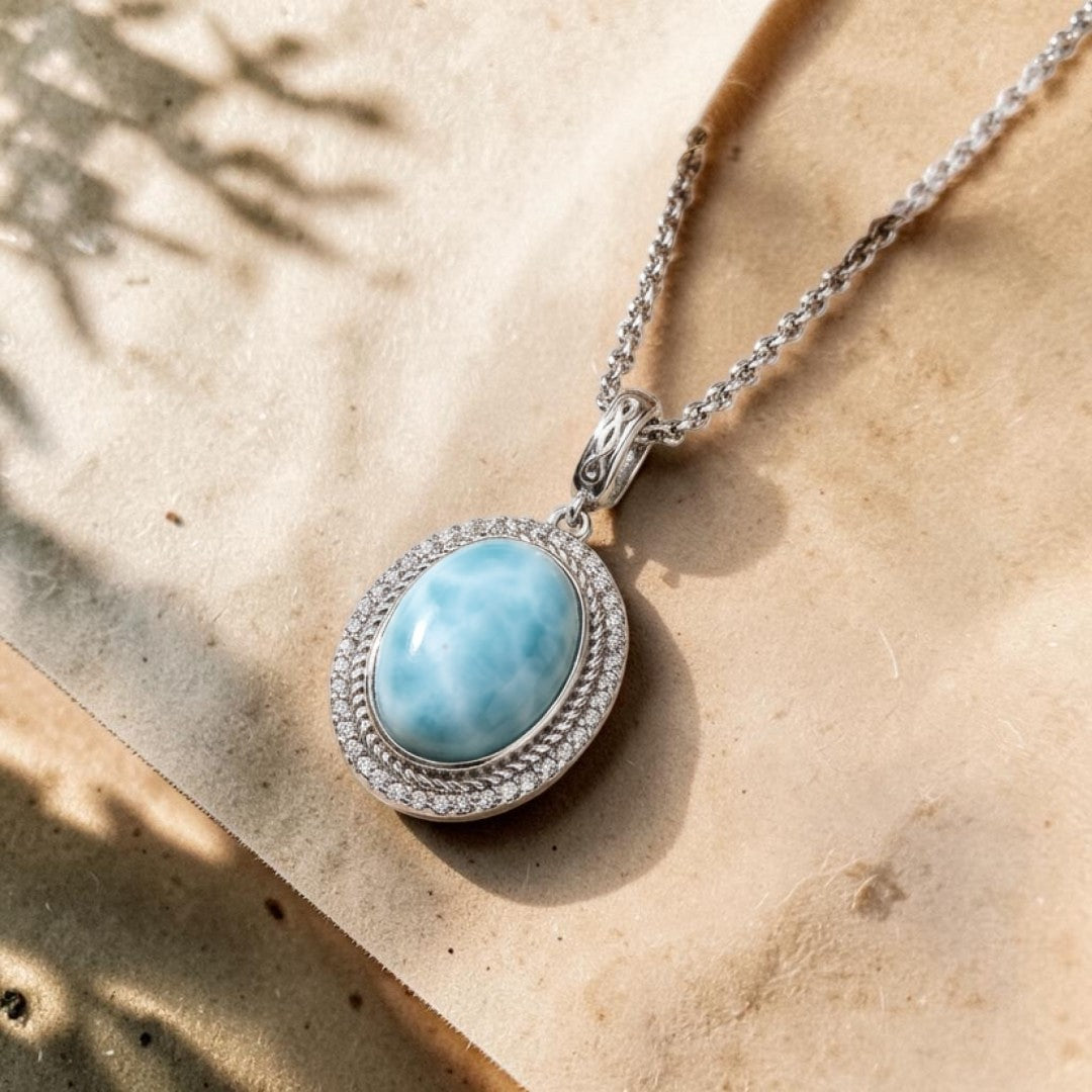 Collier Bleu Tranquillité en Larimar