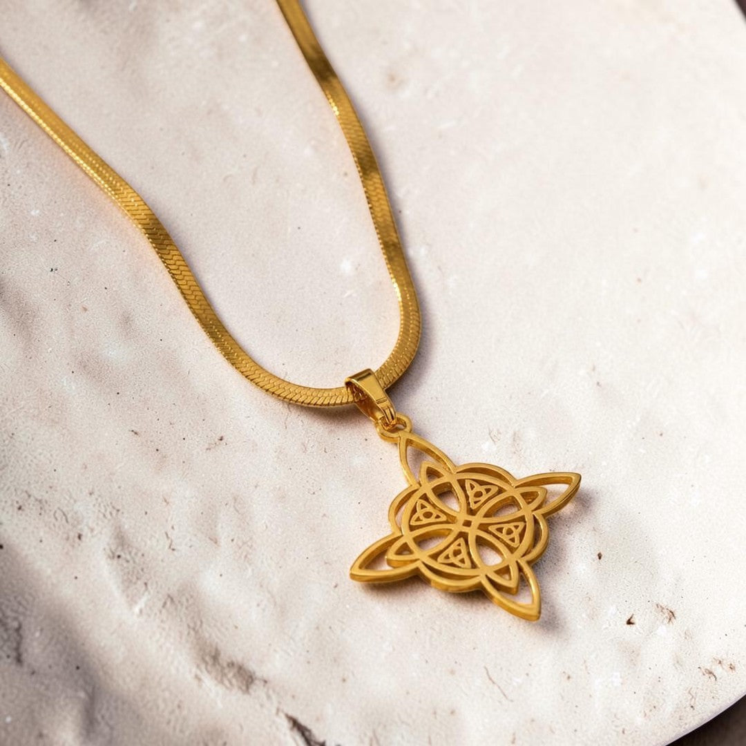 Pendentif Protection Éternelle - Nœud de Sorcière, Chaîne plate