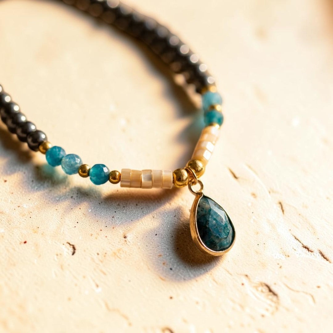 Collier Ras de Cou Goutte en Apatite