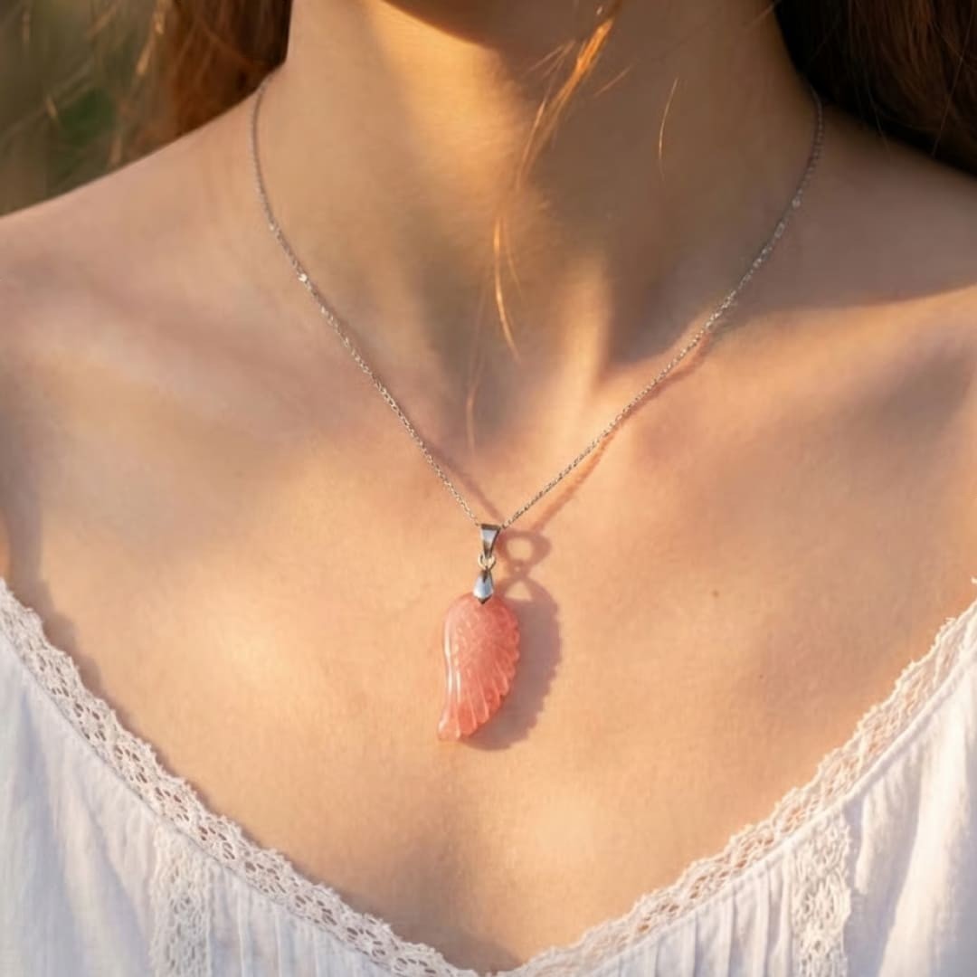 Pendentif Aile d'Ange en Pierre Naturelle