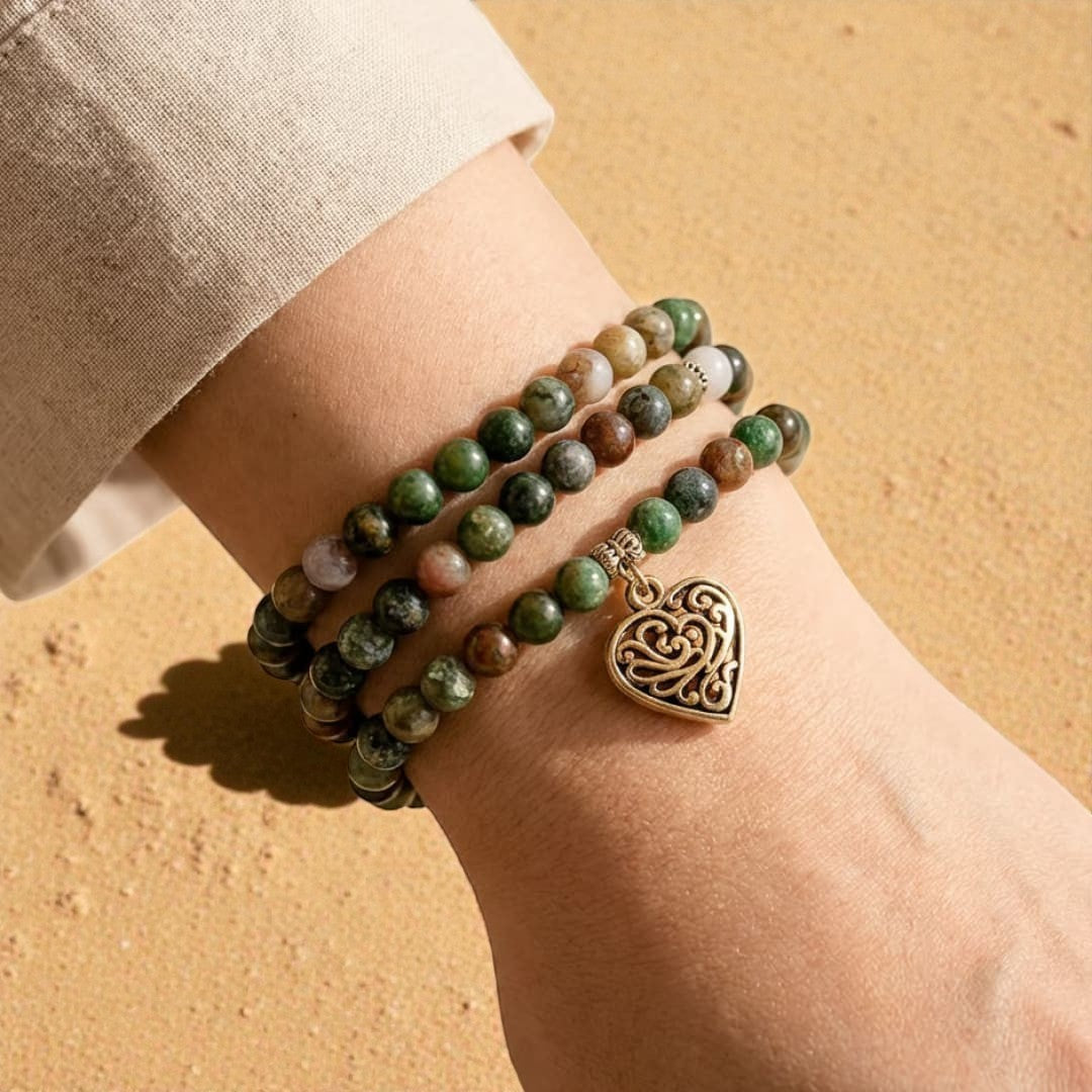 Bracelet Mala Énergie Lumineuse en Agate Indienne