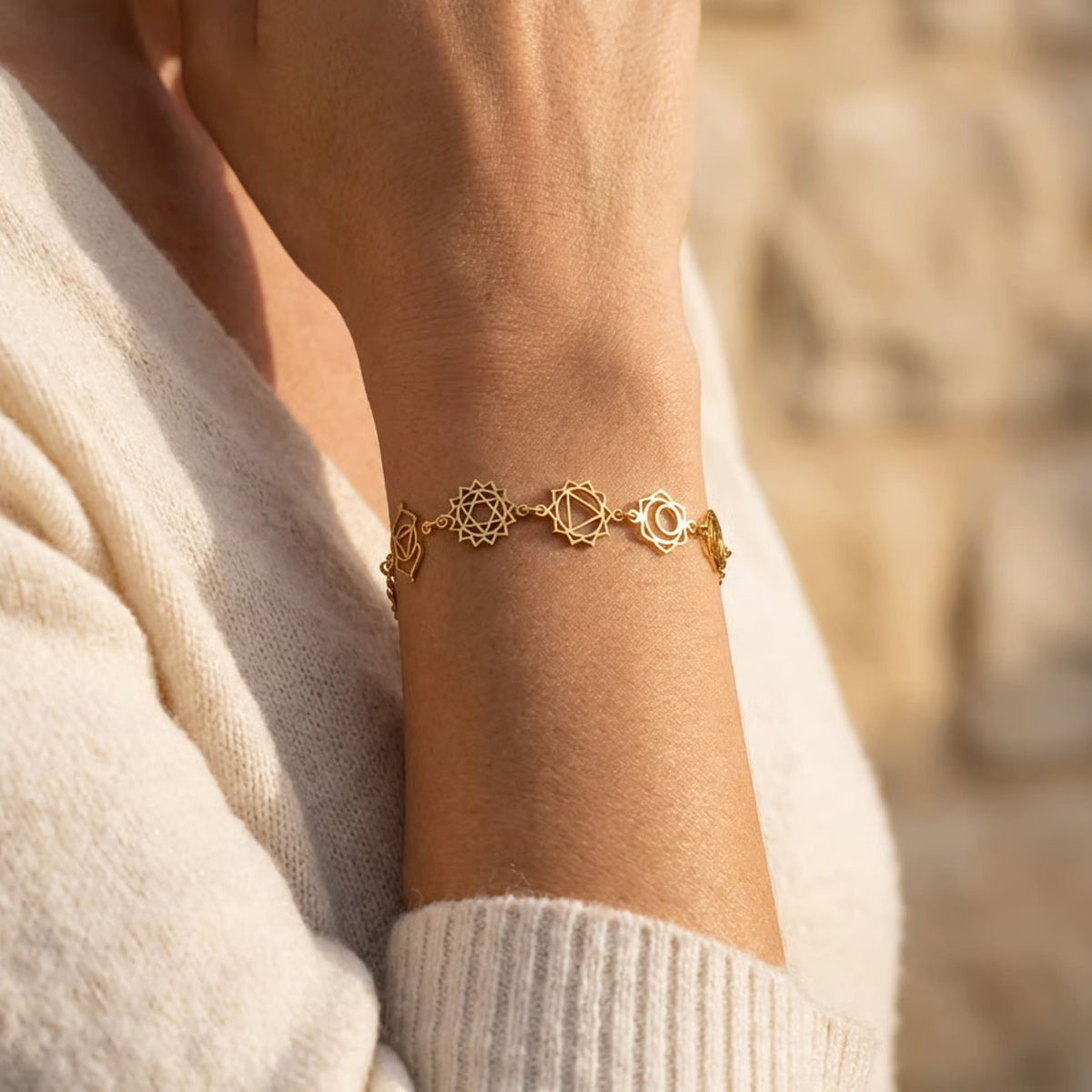 Bracelet Alignement – Symboles des 7 Chakras