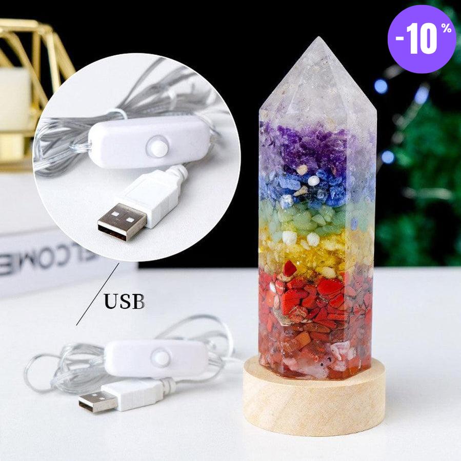 Lampe 7 chakras en Orgonite