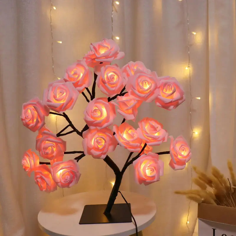 Lampe Japonaise Roses en Résine, Lumière Florale Zen et Poétique