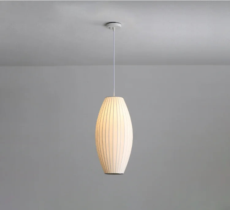 Lampe Japonaise Suspendue en Soie et Métal