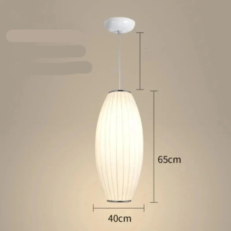 Lampe Japonaise Suspendue en Soie et Métal