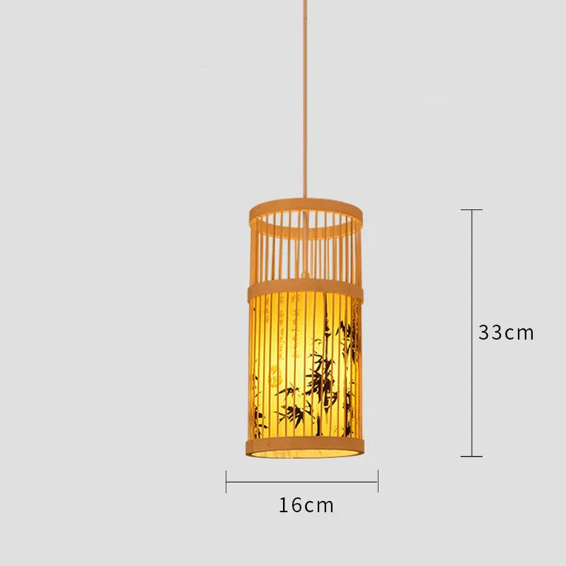 Lampe Suspendue Japonaise en Bambou à Motifs