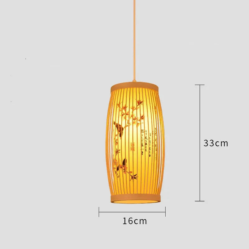 Lampe Suspendue Japonaise Fleurie en Bambou