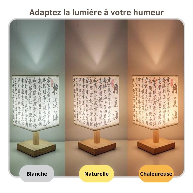 Lampe de Bureau Calligraphie Chinoise – Lumière Zen & Ambiance Poétique