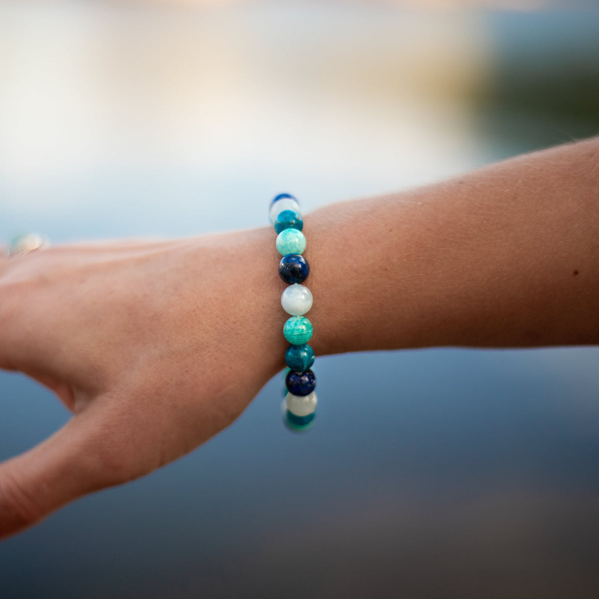 Bracelet Océan en Amazonite, Lapis Lazuli, Aigue-Marine & Apatite