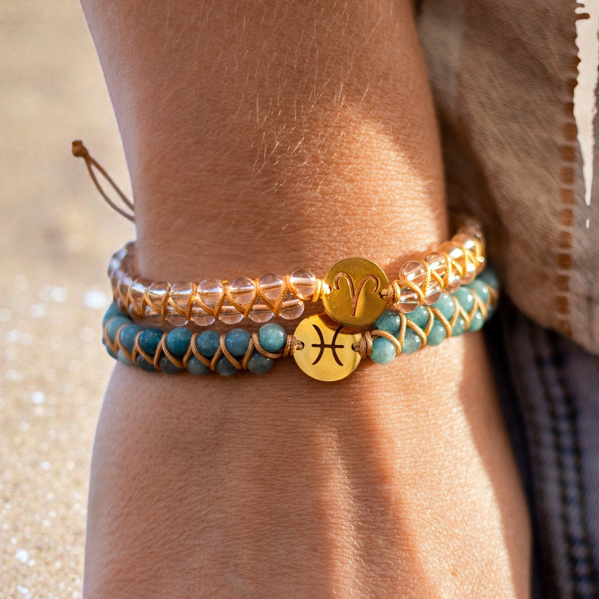 Bracelet Tressé 12 Constellations en Pierres Naturelles