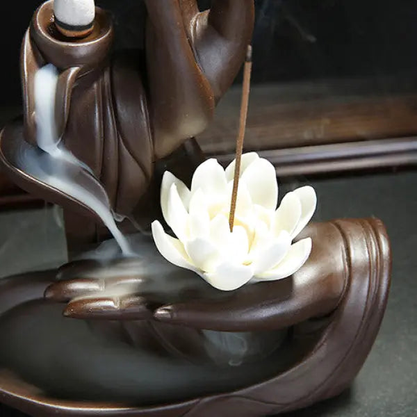Porte-Encens Main de Bouddha à Refoulement