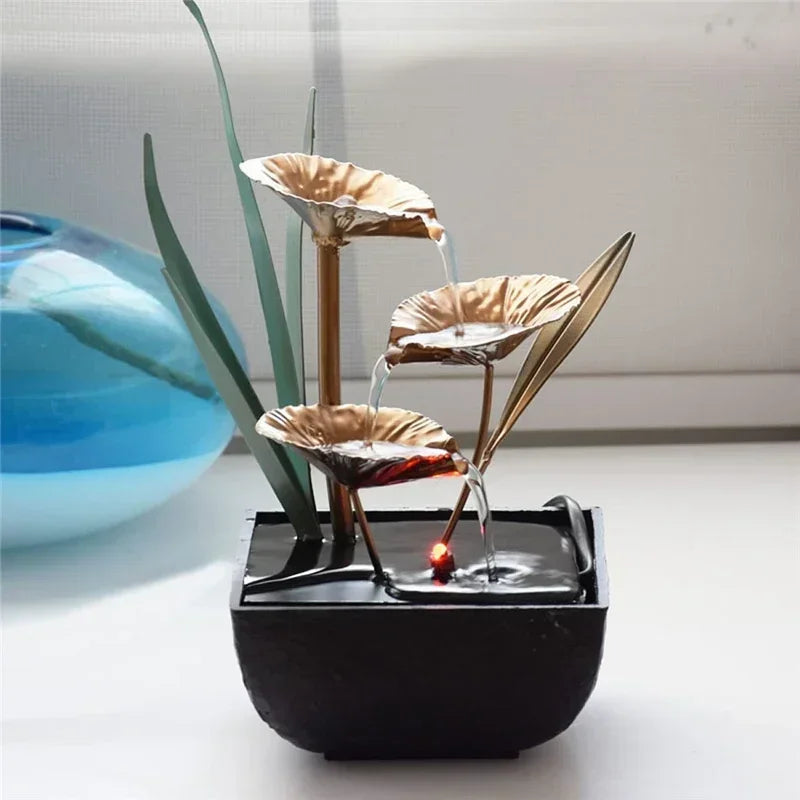 Fontaine Japonaise Feng Shui d’Intérieur avec LED et Pompe Silencieuse