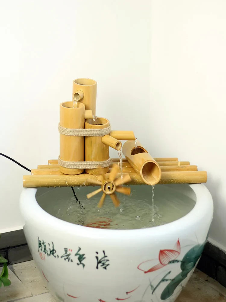 Fontaine Japonaise en Bambou Artisanal pour Jardin et Intérieur Zen