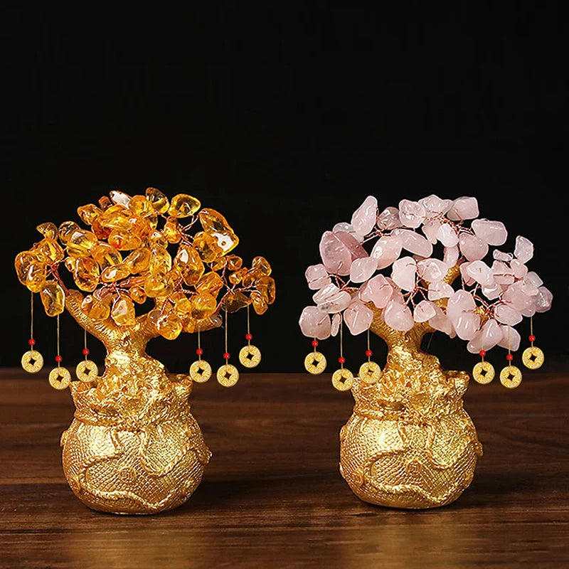 Arbre de Bonheur Feng Shui en Pierre Naturelle (Citrine)