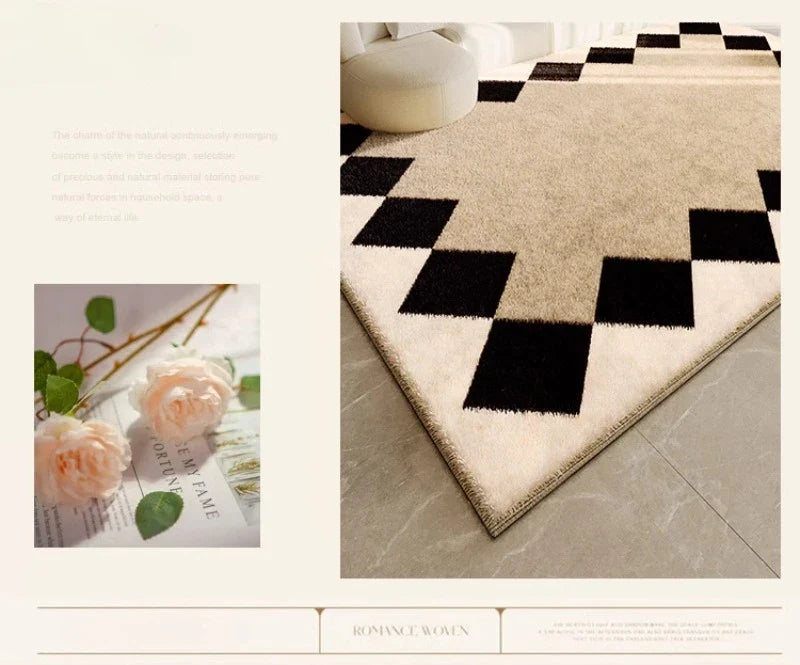 Tapis Japonais Wabi Sabi Crème en Peluche Douce