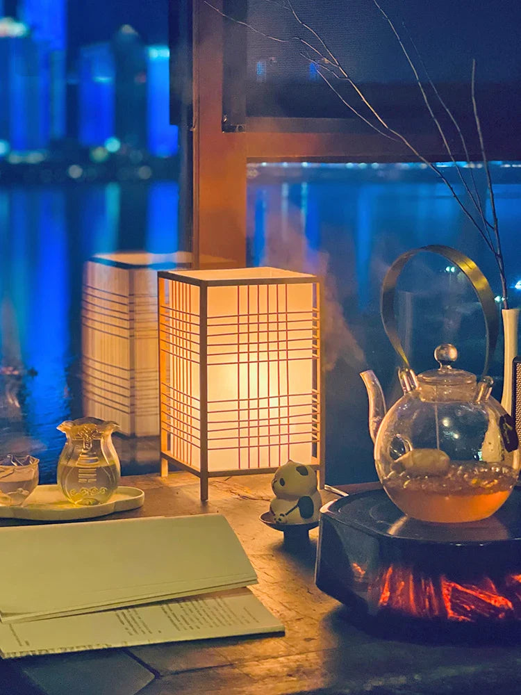 Lampe de Table Japonaise en Bambou Naturel, Lumière Douce et Ambiance Zen