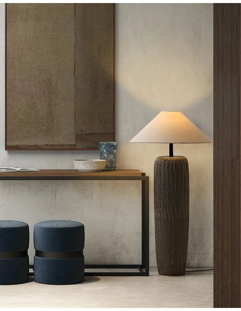 Lampe Japonaise en Céramique Artisanale, Lumière Zen Élégante