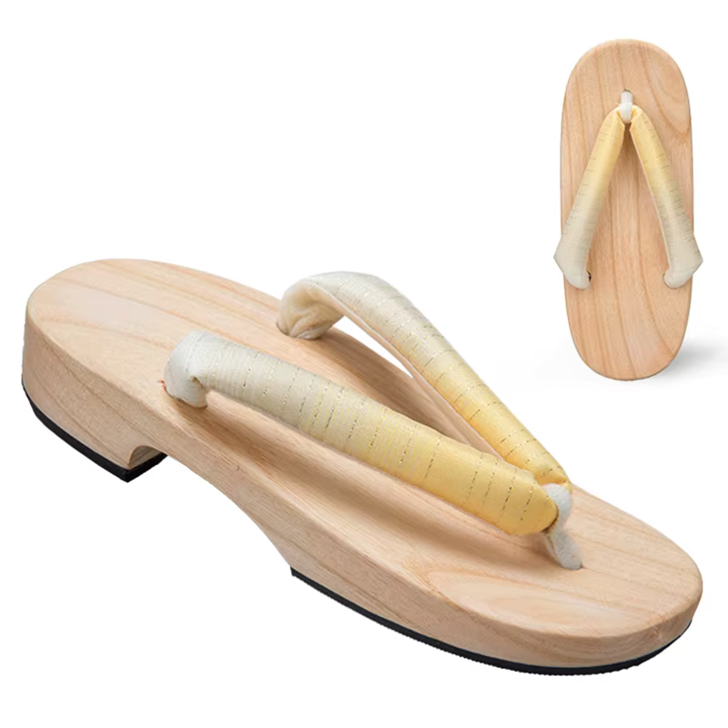 Sandales Geta Dégradées en Bois Naturel & Coton