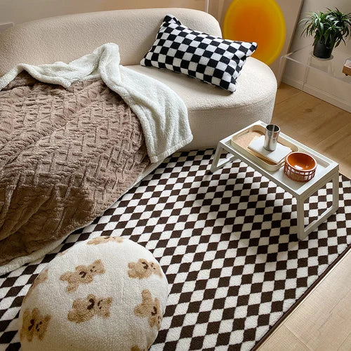 Tapis Japonais Damier | Élégance Géométrique & Confort Minimaliste