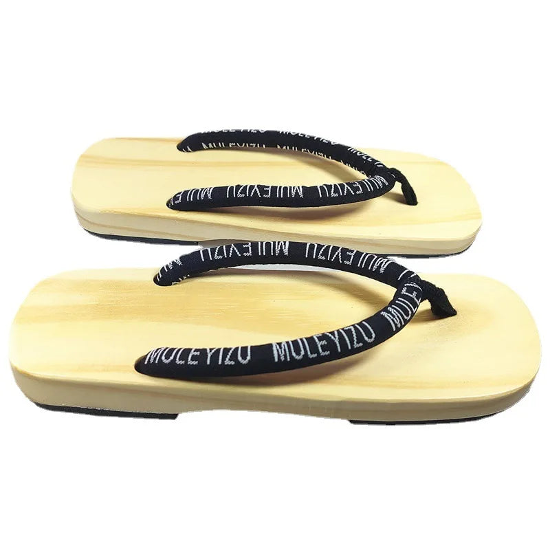 Sandales Geta Traditionnelles en Bois Naturel & Coton