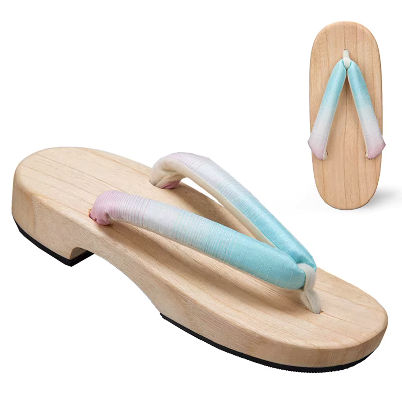Sandales Geta Dégradées en Bois Naturel & Coton