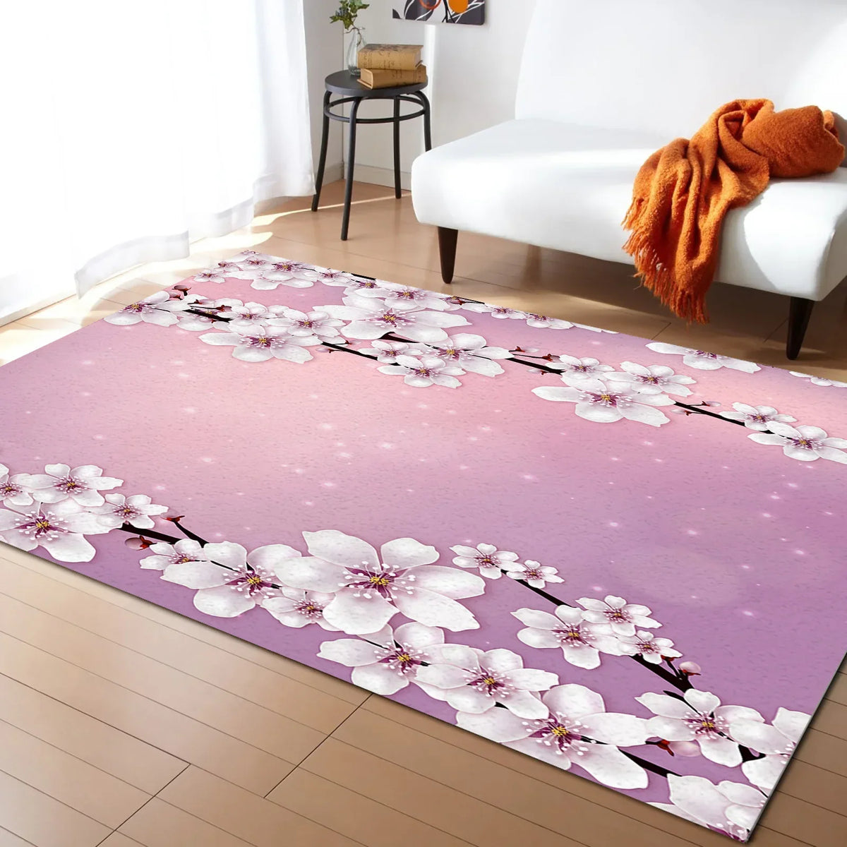 Tapis Japonais Sakura en Velours Cristal Antidérapant