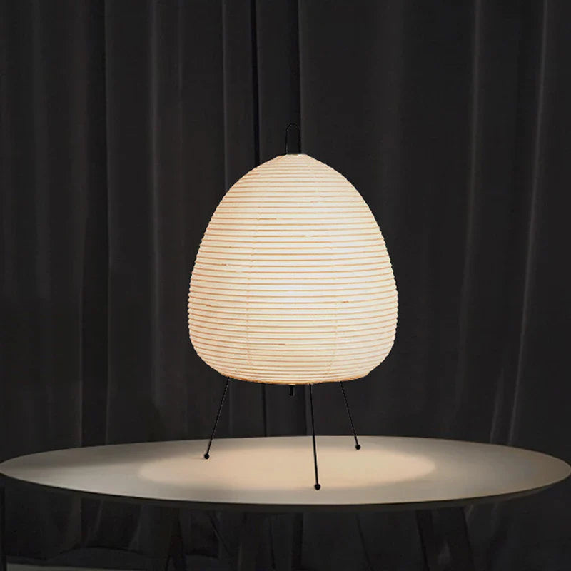 Lampe Design Japonaise Minimaliste en Papier de Riz, Métal & Tissu