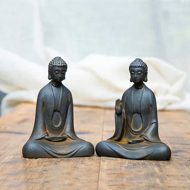 Statue Japonaise en Fonte | Sculpture Zen Décorative Intérieur & Jardin