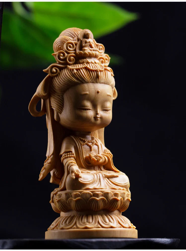 Statue Japonaise en Bois Sculpté | Décoration Zen Artisanale & Spirituelle