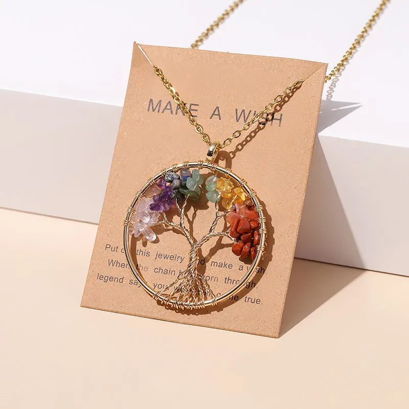 Collier Arbre de Vie en Pierres Naturelles