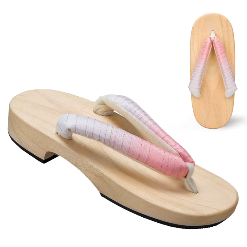 Sandales Geta Dégradées en Bois Naturel & Coton