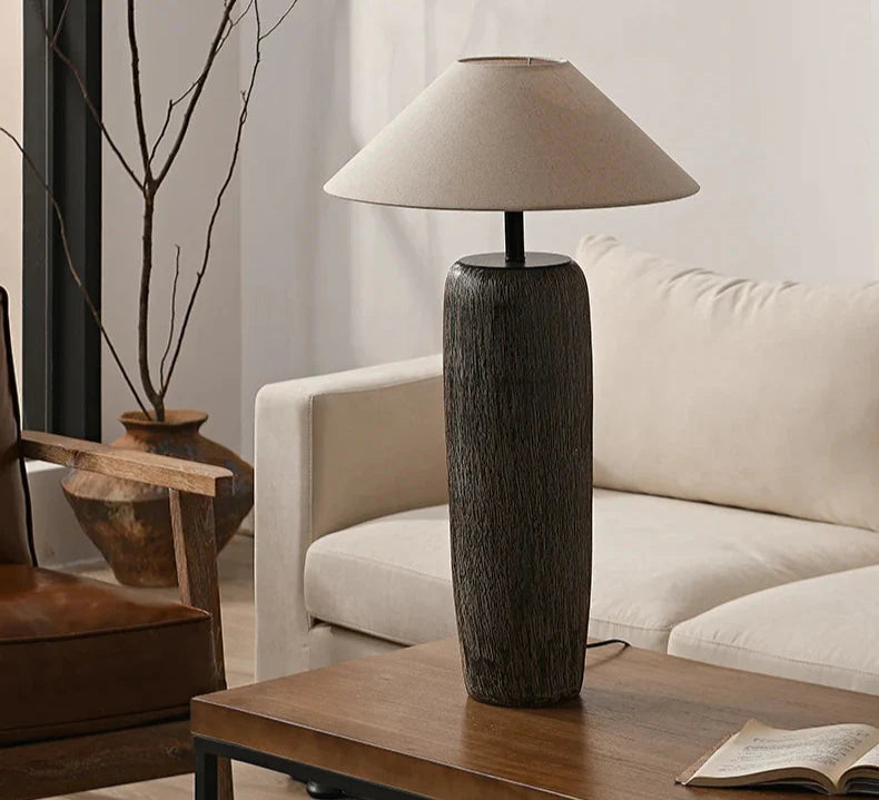 Lampe Japonaise en Céramique Artisanale, Lumière Zen Élégante