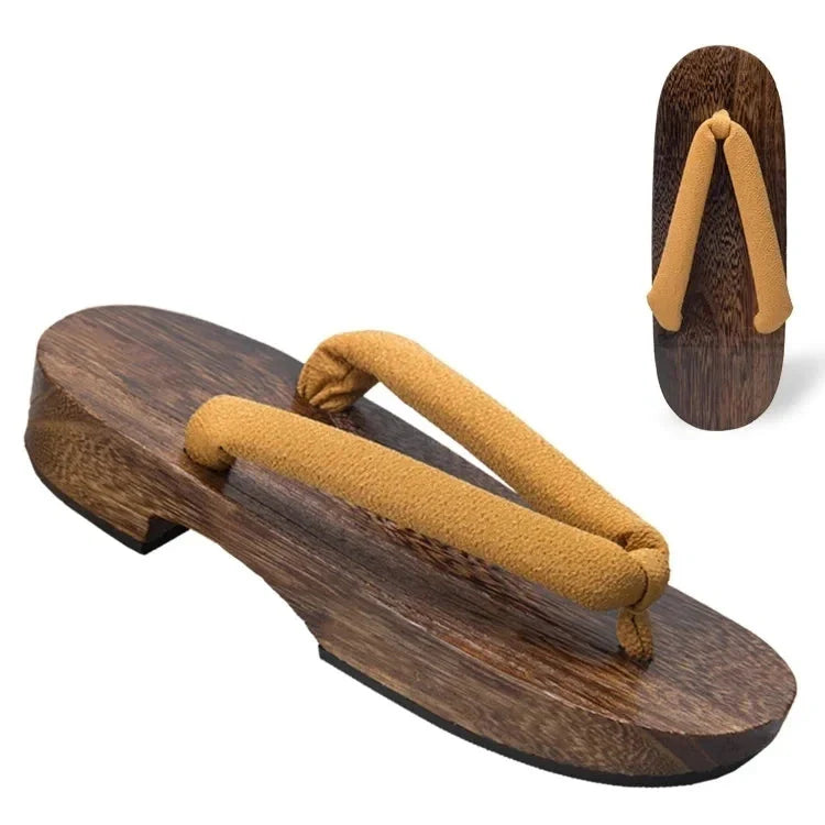 Geta Japonais d’Été Femme en Bois Naturel & Coton