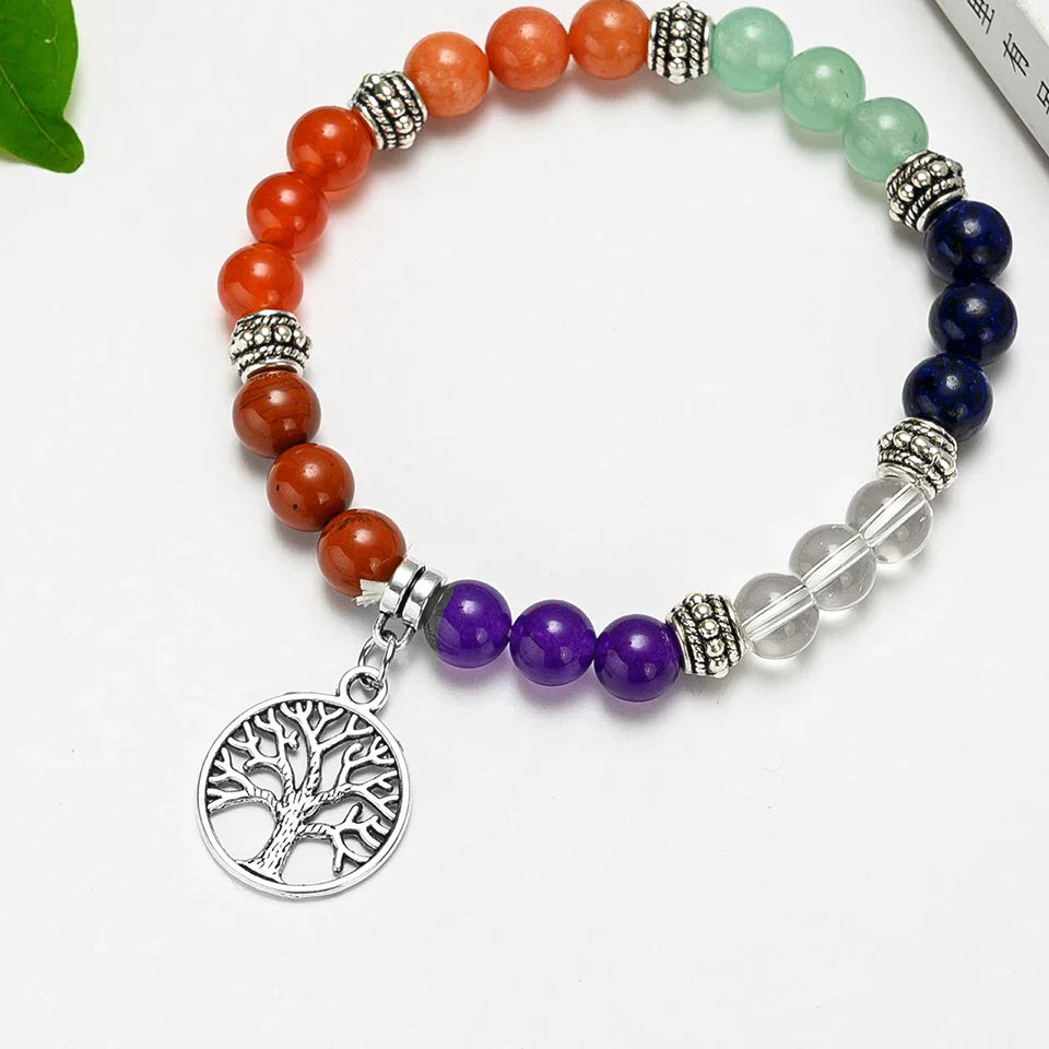 Bracelet 7 Chakras Arbre de Vie en Pierres Naturelles