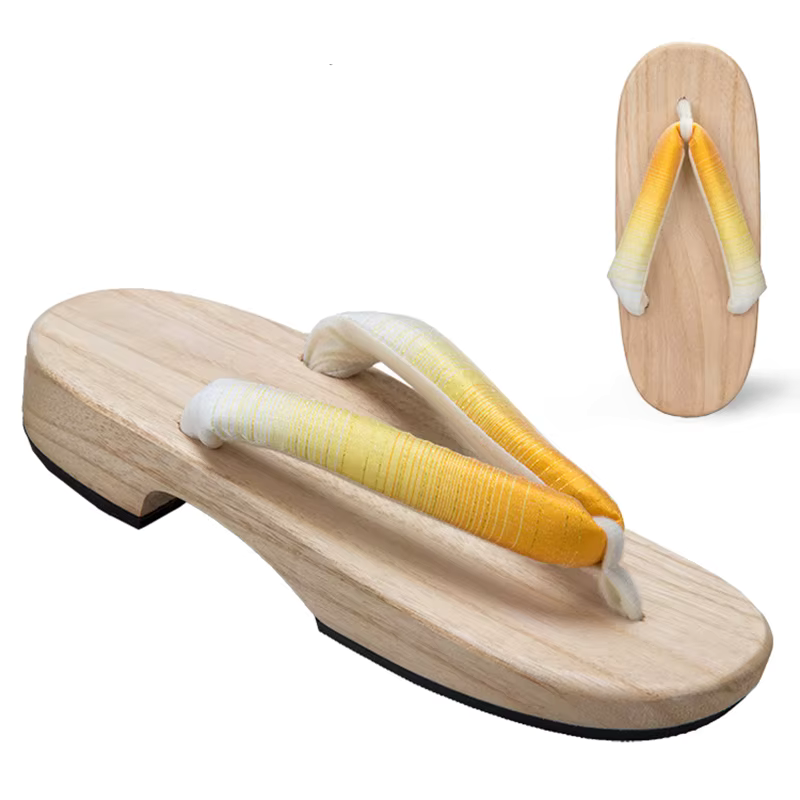 Sandales Geta Dégradées en Bois Naturel & Coton