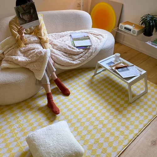 Tapis Japonais Damier | Élégance Géométrique & Confort Minimaliste