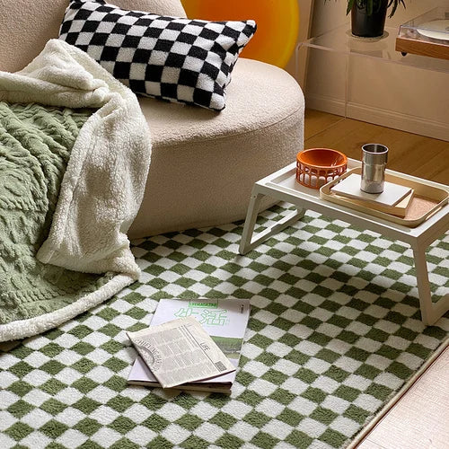 Tapis Japonais Damier | Élégance Géométrique & Confort Minimaliste