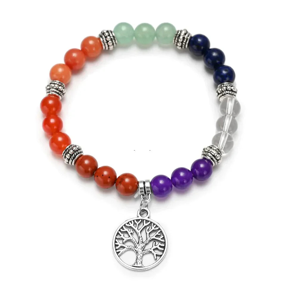 Bracelet 7 Chakras Arbre de Vie en Pierres Naturelles