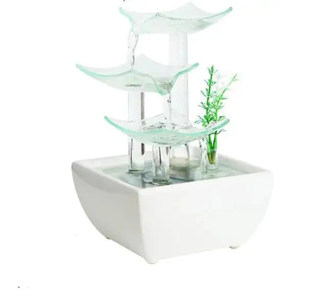 Fontaine Japonaise Élégante d’Intérieur en Céramique & Verre avec Pompe Silencieuse