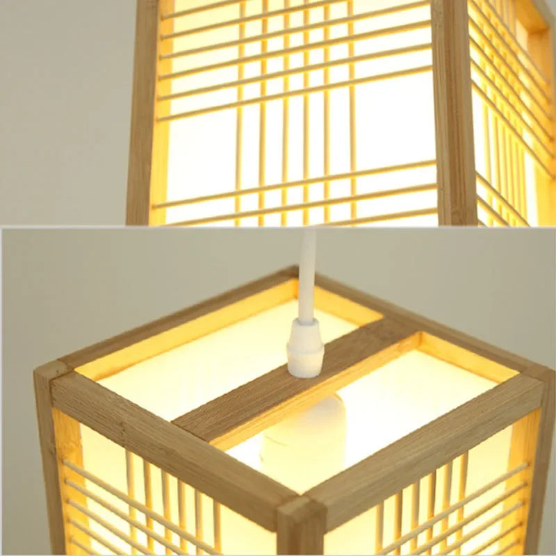 Lampe de Chambre Japonaise Suspendue en Bambou